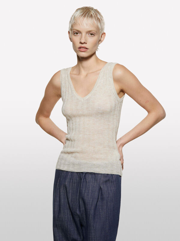 Top de malha branco nata - tops para mulher | Sisley