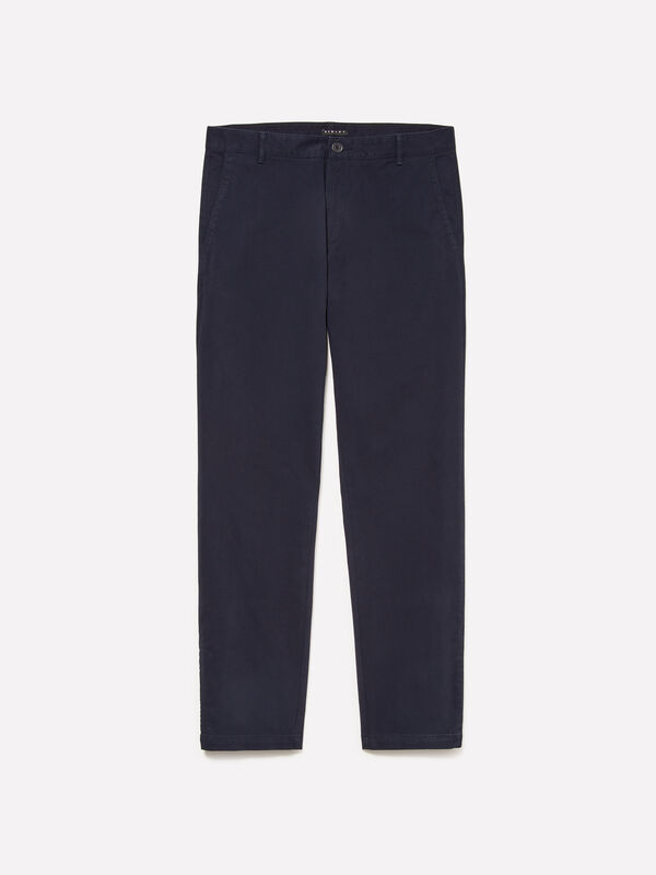Calças chino azul-escuro - calças chinos para homem | Sisley