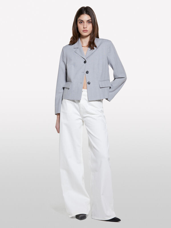 Jeans Style 72 wide fit branco - jeans palazzo para mulher | Sisley