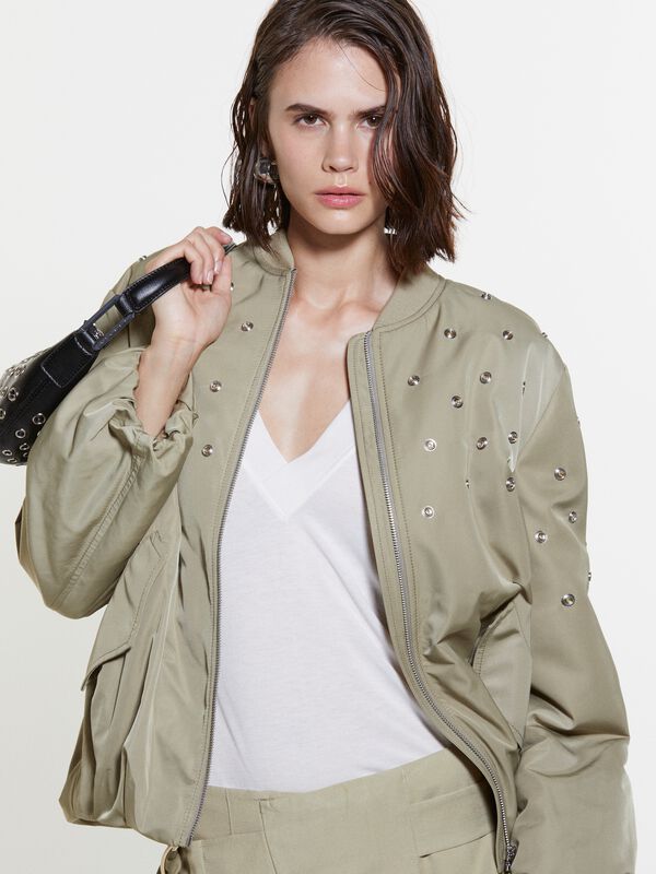 Bomber over fit com tachas - blusões e casacos para mulher | Sisley