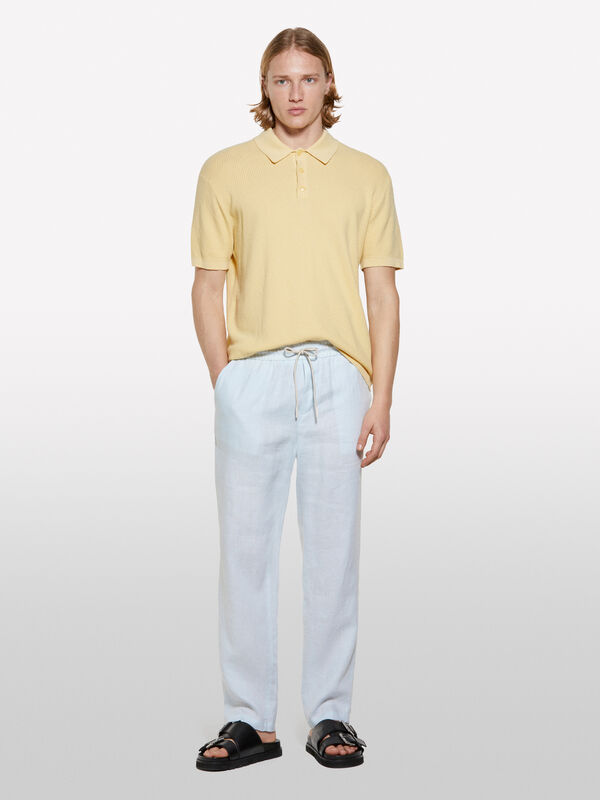Joggers azul-claro em 100% linho - calças joggers para homem | Sisley