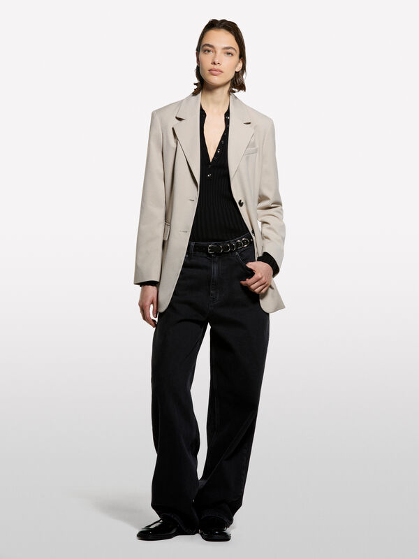 Polo canelado - camisolas gola redonda para mulher | Sisley