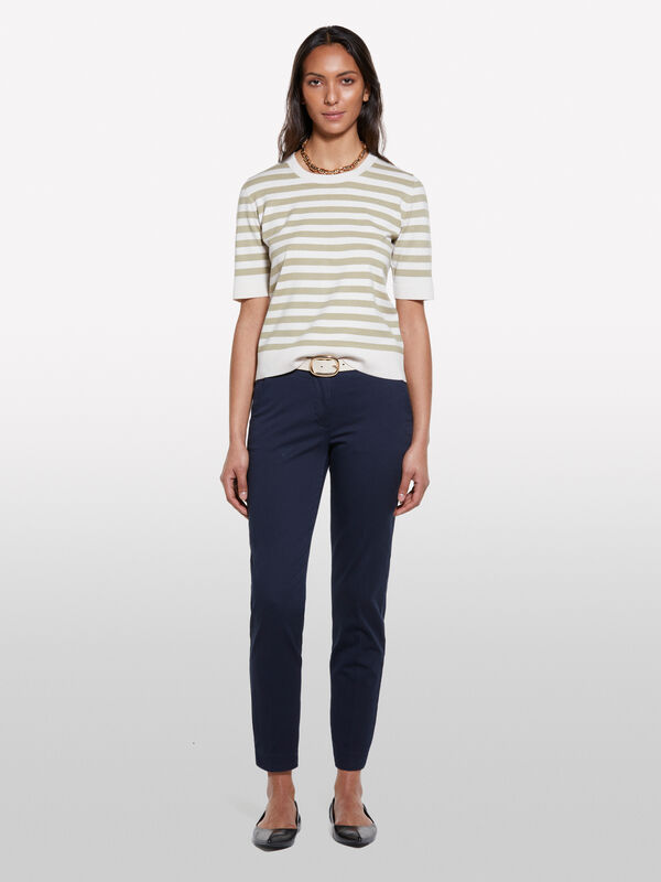 Chinos azul-escuro - calças chinos para mulher | Sisley