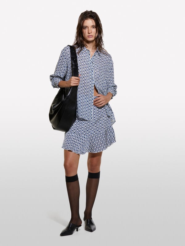 Minissaia azul estampada - minissaias mulher | Sisley