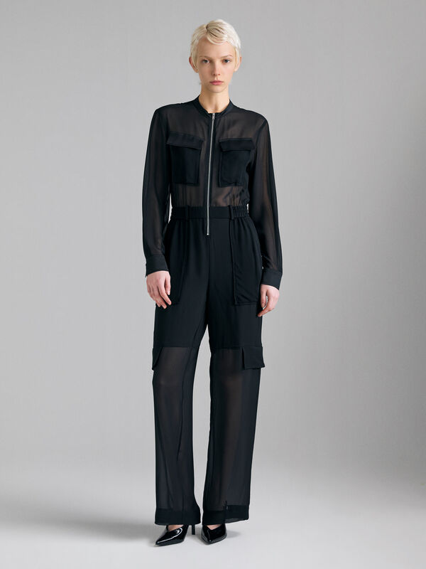 Macac&atilde;o semitransparente - macac&otilde;es jumpsuits para mulher | Sisley