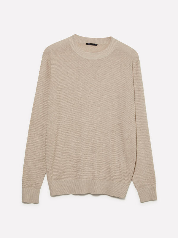 Camisola bege de gola redonda - camisolas gola redonda para homem | Sisley