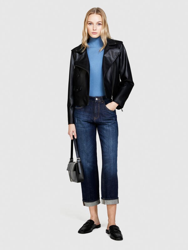 Jeans Manhattan regular fit com dobra - jeans regular para mulher | Sisley