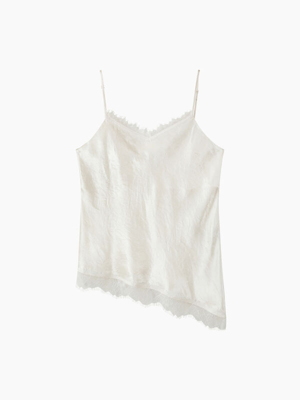 Top assim&eacute;trico com renda - sisley k top | Sisley K