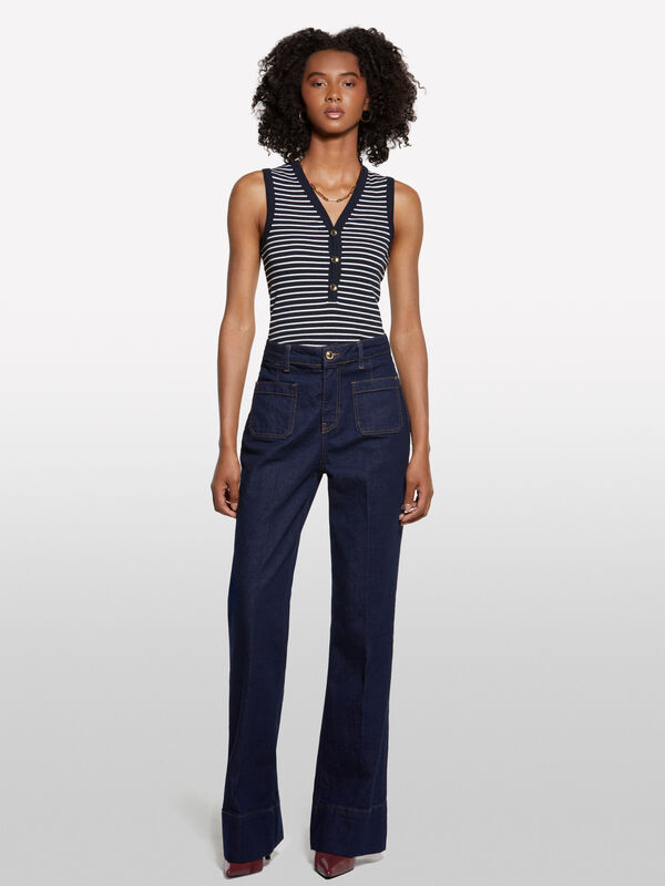Blazer de alfaiataria azul-escuro - jeans palazzo para mulher | Sisley