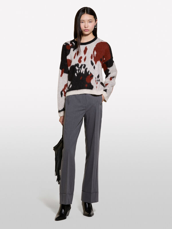 Camisola animal print bege - camisolas gola redonda para mulher | Sisley