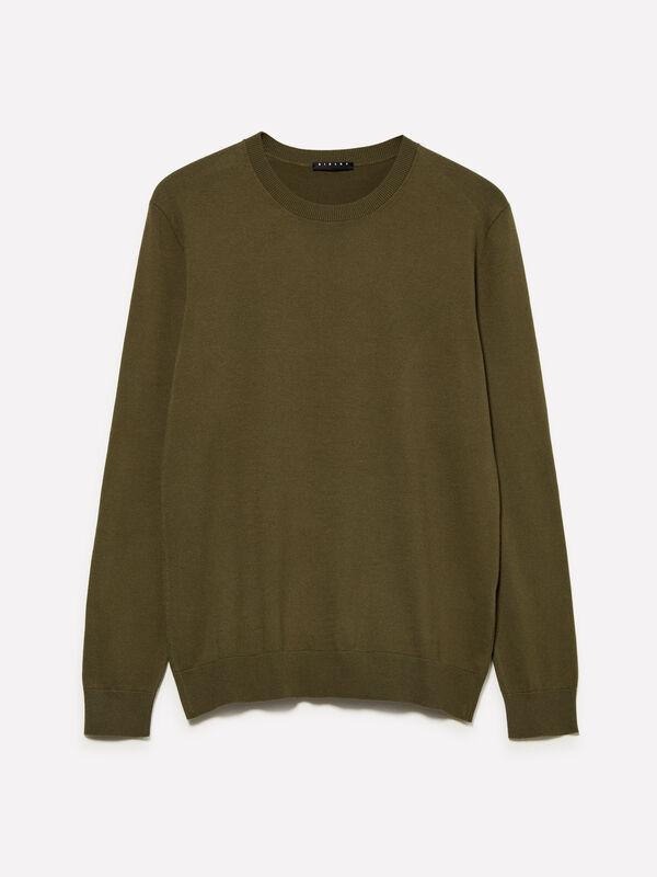 Camisola de gola redonda verde-oliva - camisolas gola redonda para homem | Sisley