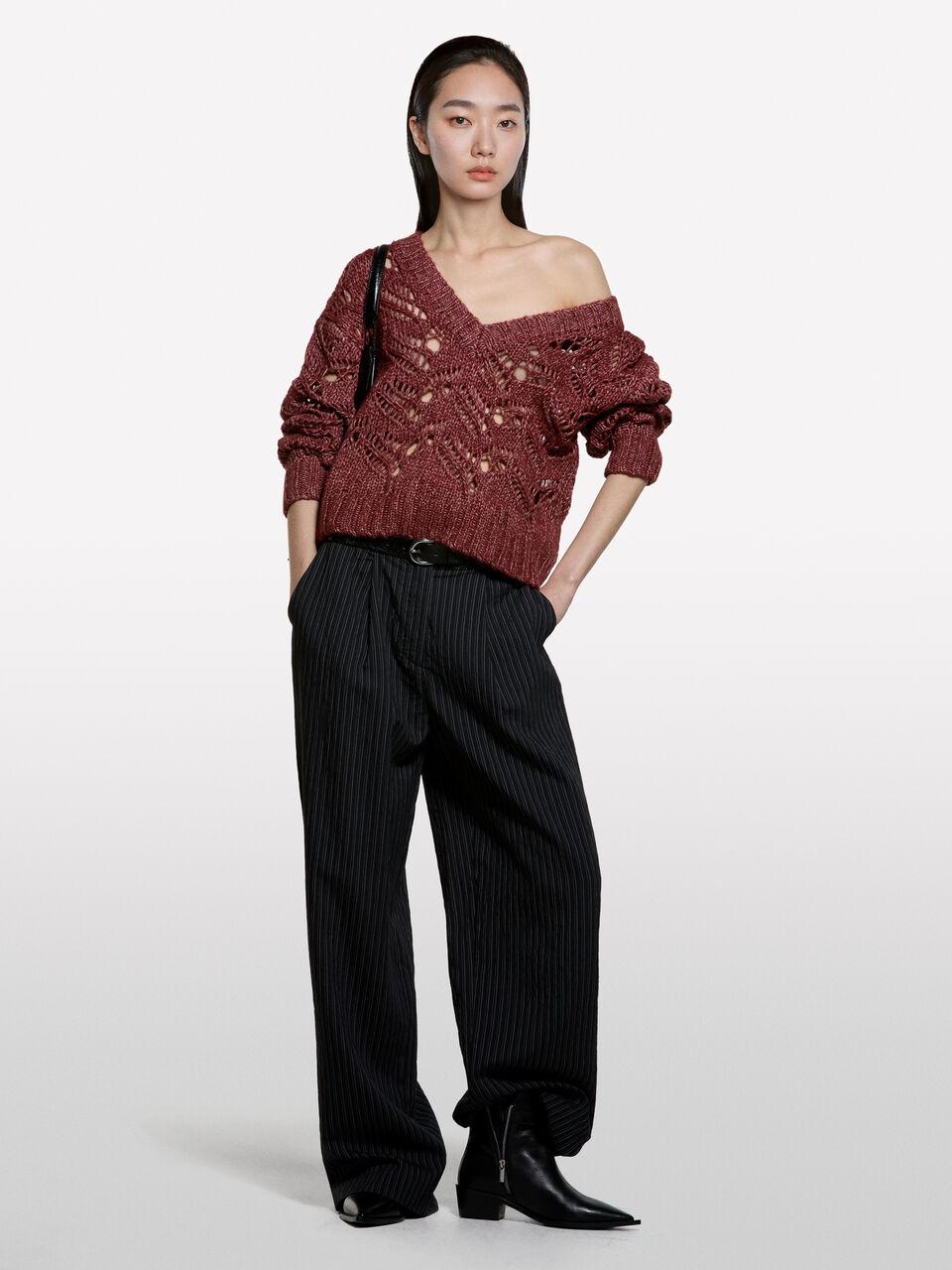 V NECK SWEATER L/S Mulher image number null