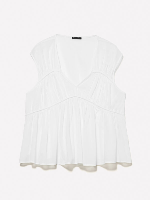 Top branco com franzido Top branco com franzido - tops para mulher | Sisley
