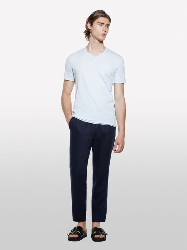 T-shirt slim fit azul-claro claro - t-shirt de manga curta para homem | Sisley