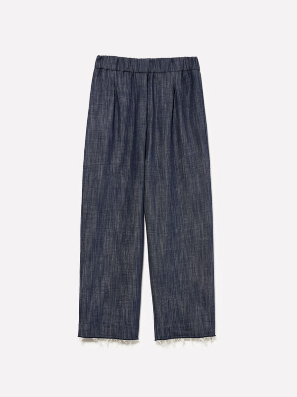 Joggers em denim azul - calças joggers para mulher | Sisley