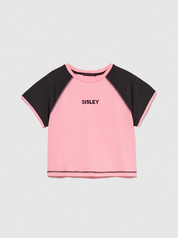 T-shirt sporty com logótipo - t-shirt de manga curta para menina | Sisley Young