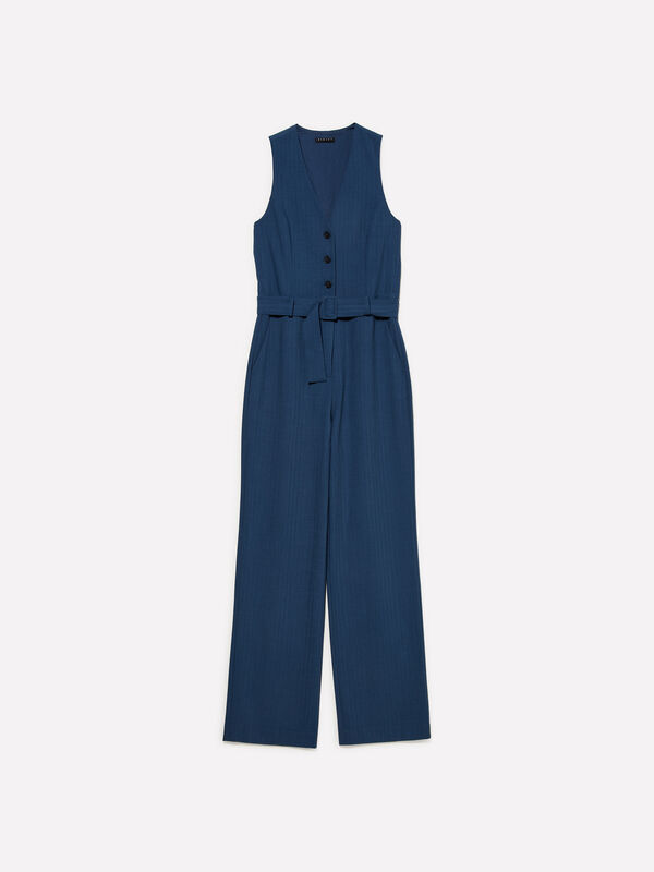 Macacão azul palazzo - macacões jumpsuits para mulher | Sisley