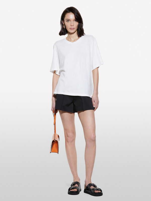 T-shirt cropped branca - t-shirt de manga curta para mulher | Sisley