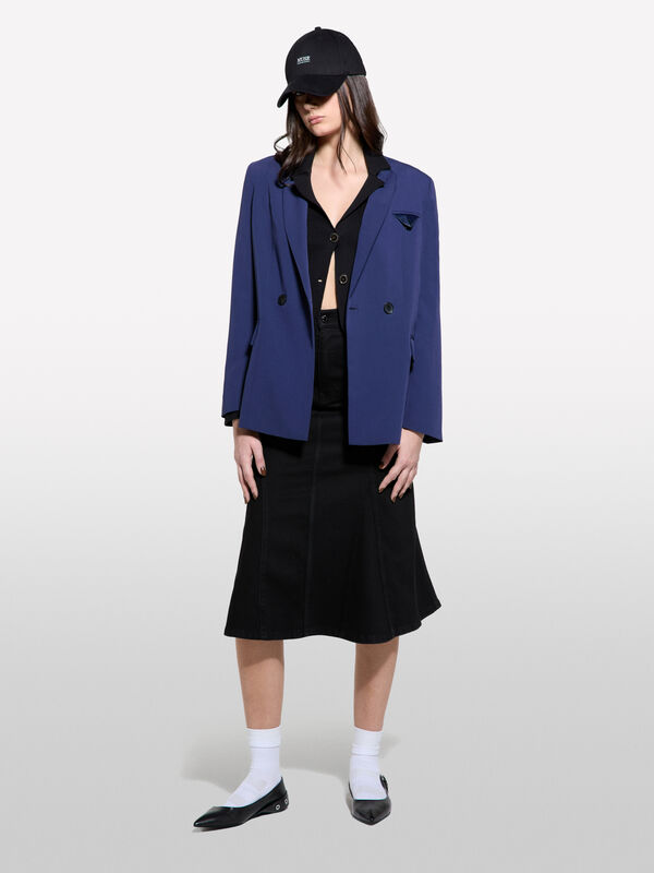 Blazer de abotoadura dupla azul-escuro - blazers para mulher | Sisley