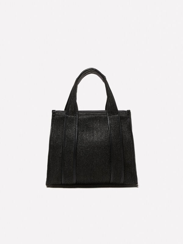 Shopper preta efeito palha - bolsas tote bag para mulher | Sisley