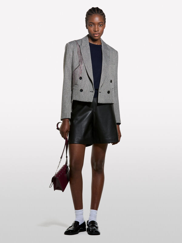 Blazer cropped com franjas - blazers para mulher | Sisley