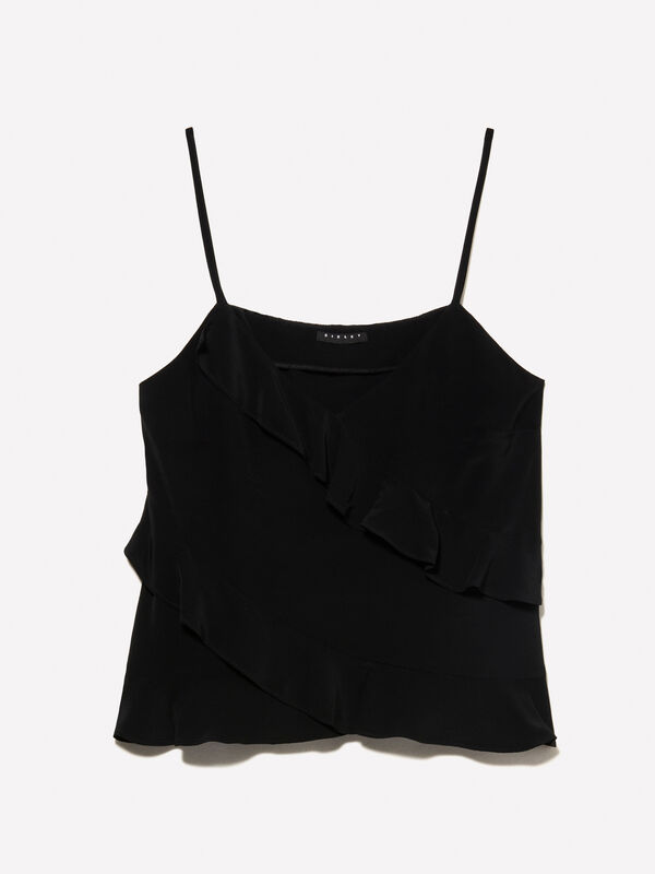 Top lingerie preto com folhos Top lingerie preto com folhos - tops para mulher | Sisley