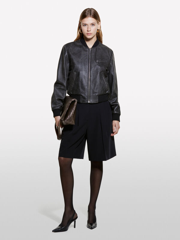 Bomber preto acolchoado - blus&otilde;es e casacos para mulher | Sisley