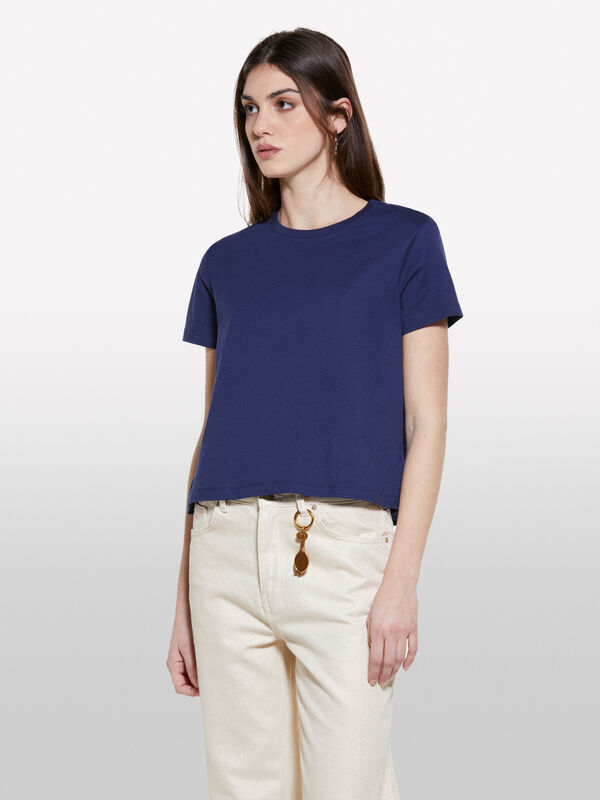 T-shirt boxy fit azul - t-shirt de manga curta para mulher | Sisley