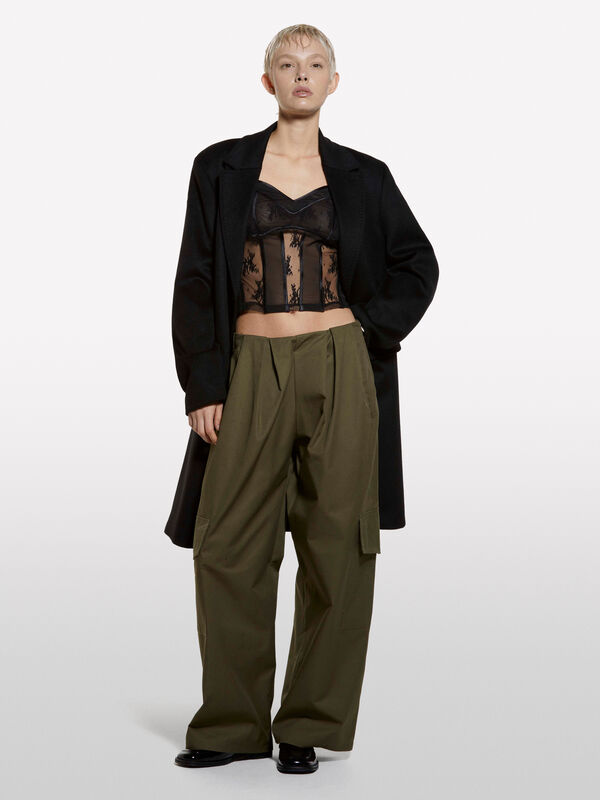 Top em tule e renda preta - tops para mulher | Sisley