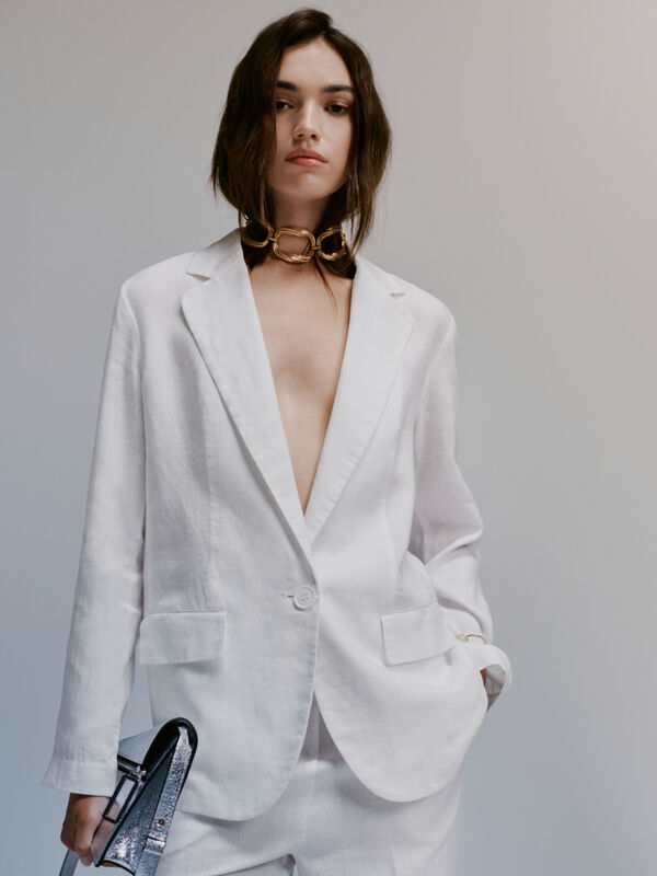 Blazer branco em 100% linho - blazers para mulher | Sisley