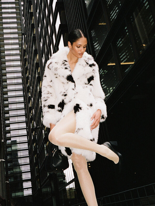 Casaco de pelo sintético animal print - sobretudos para mulher | Sisley