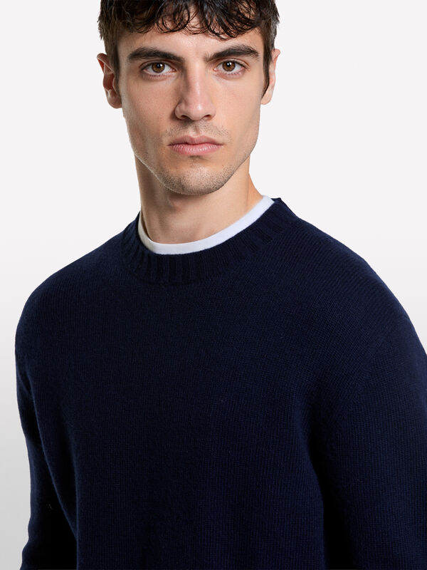 Crew neck sweater in wool blend - camisolas gola redonda para homem | Sisley