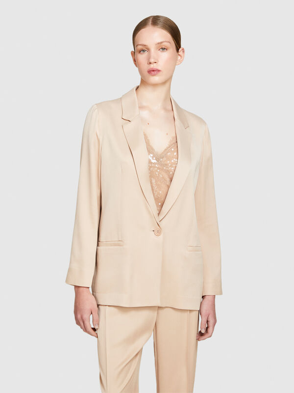 Blazer de abotoadura simples em cetim - blazers para mulher | Sisley