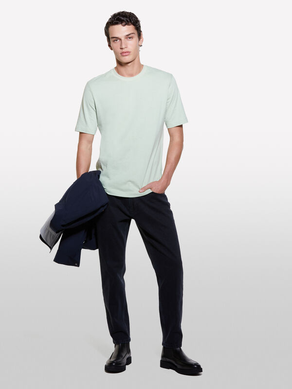 T-shirt verde clara 100% algodão orgânico - t-shirt de manga curta para homem | Sisley
