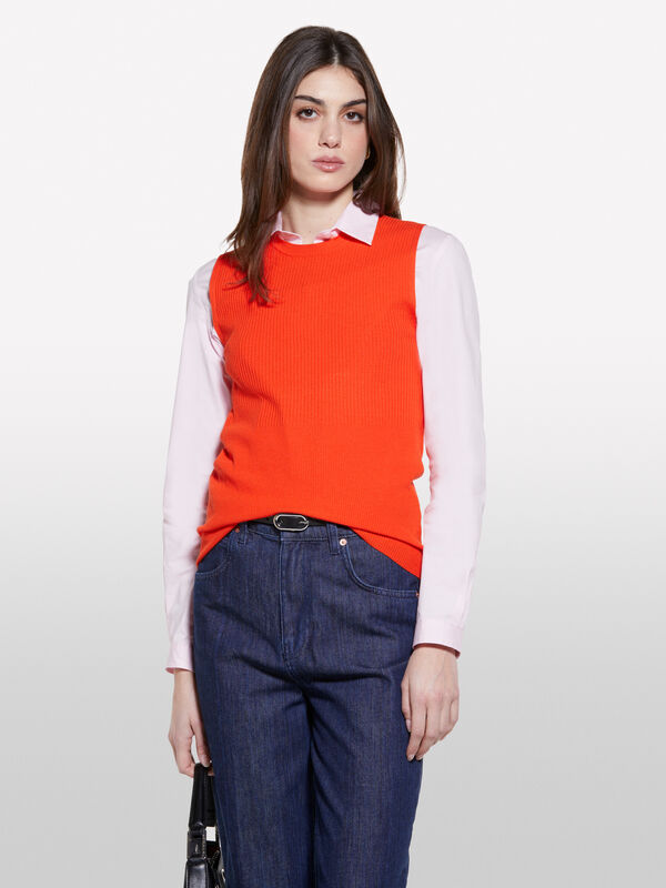 Top de malha laranxa - tops para mulher | Sisley
