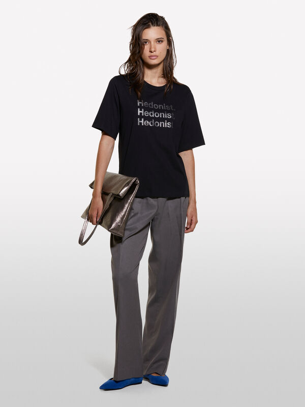 T-shirt boy fit 100% algod&atilde;o org&acirc;nico com estampa lettering - t-shirt de manga curta para mulher | Sisley