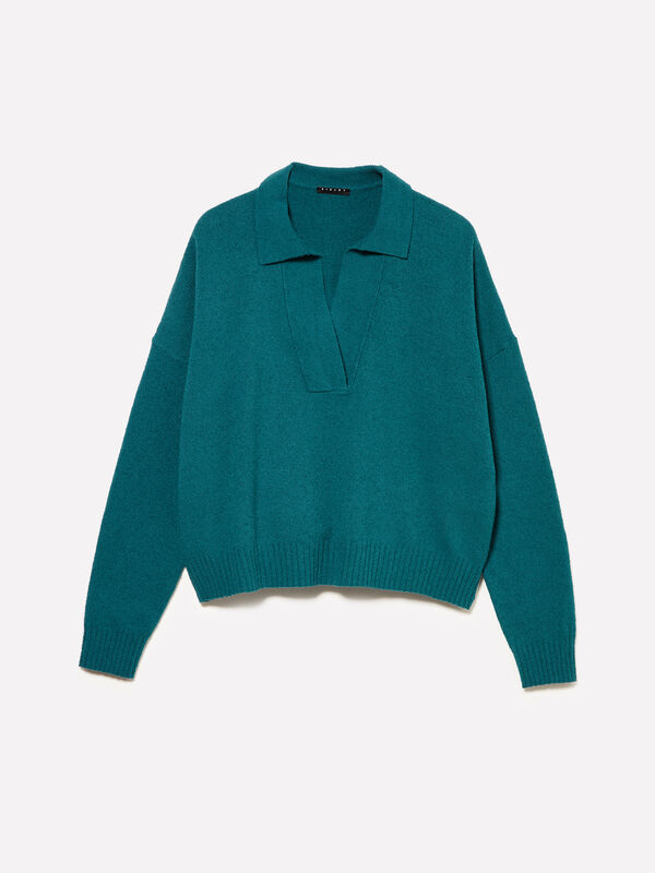 Polo de malha - camisolas decote em v para mulher | Sisley