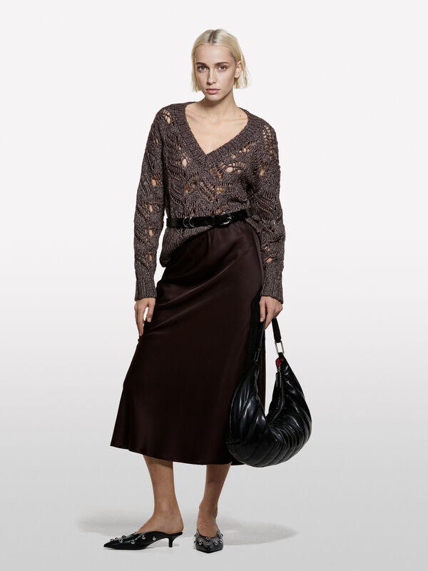 Maxi camisola perfurada - camisolas decote em v para mulher | Sisley