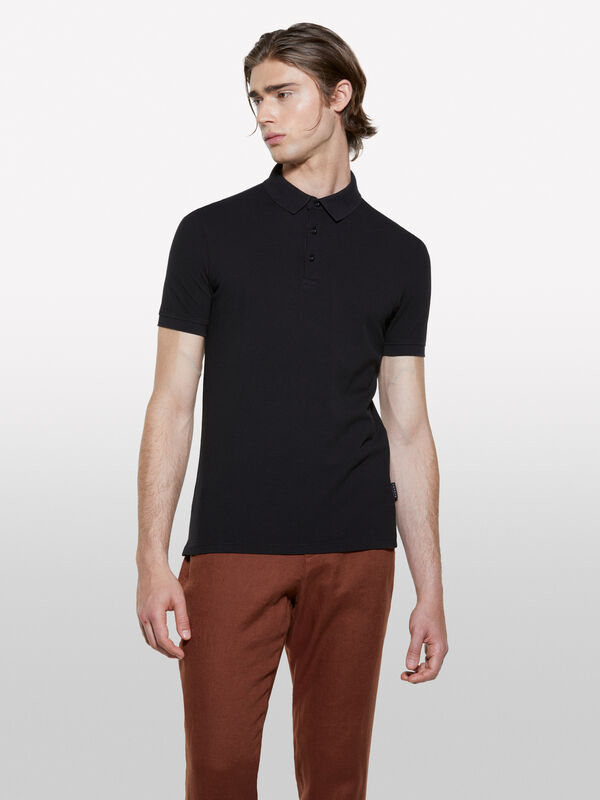 Polo preto 100% algodão - polos para homem | Sisley