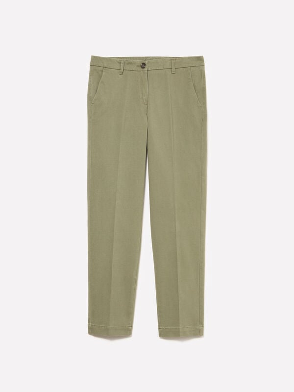 Calças chino verde escuro cigarette Calças chino verde escuro cigarette - calças skinny para mulher | Sisley