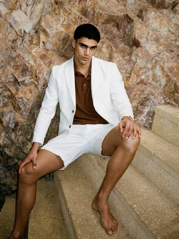 Bermudas regular fit branco nata - calças calções para homem | Sisley