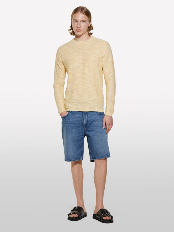 Camisola mélange amarela - camisolas gola redonda para homem | Sisley