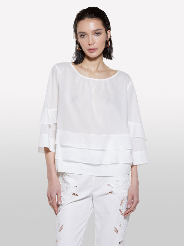 Blusa branca com folhos - blusas para mulher | Sisley
