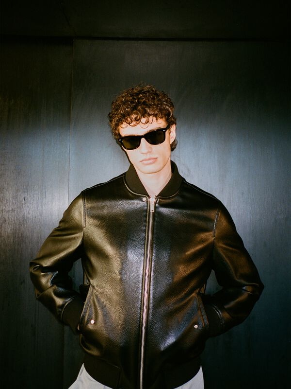 Bomber preto regular fit - blusões e casacos para homem | Sisley