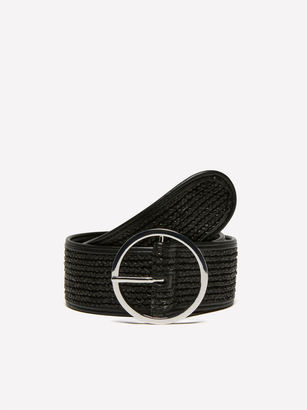 Cinto preto efeito palha - cintos para mulher | Sisley