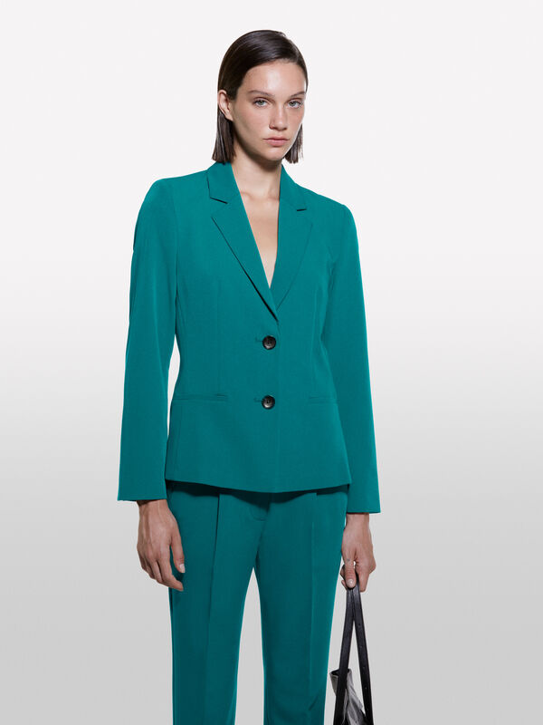 Blazer verde petróleo slim fit - blazers para mulher | Sisley