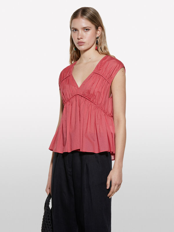 Top blush com franzido - tops para mulher | Sisley