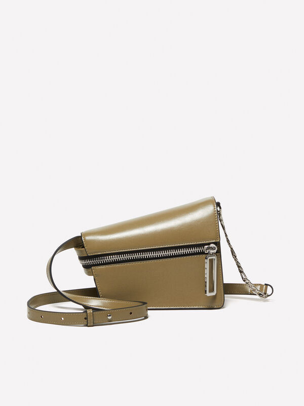 Bolsa assimétrica pequena verde-oliva - bolsas tiracolo e de ombro para mulher | Sisley