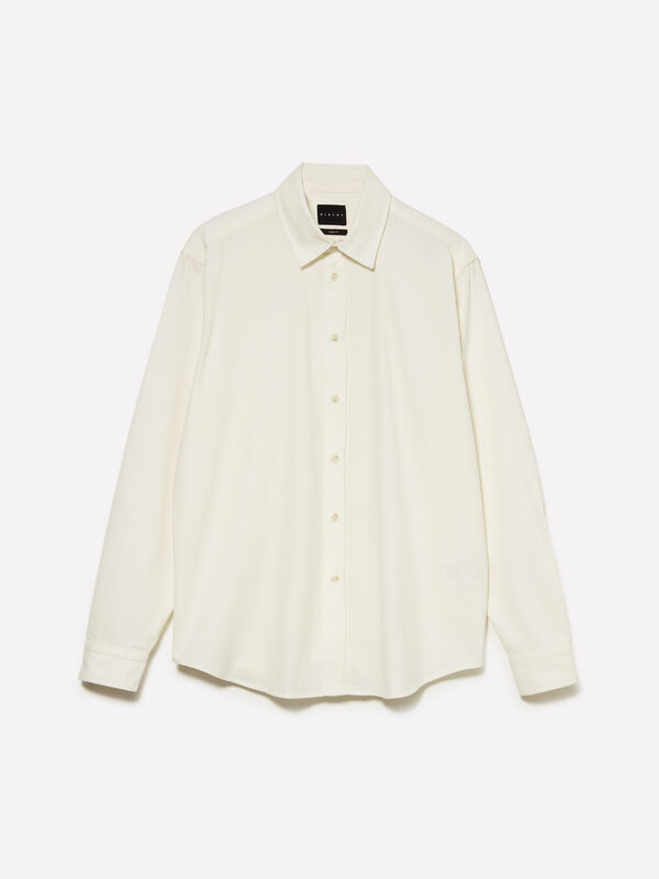 Camisa branca de veludo canelado - camisas regular para homem | Sisley