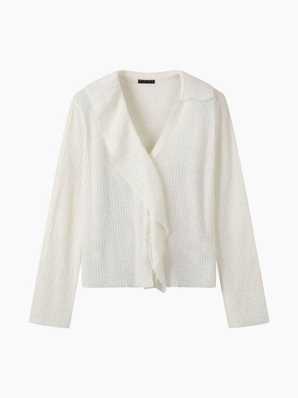 Cardig&atilde; com folhos - sisley k cardigan | Sisley K